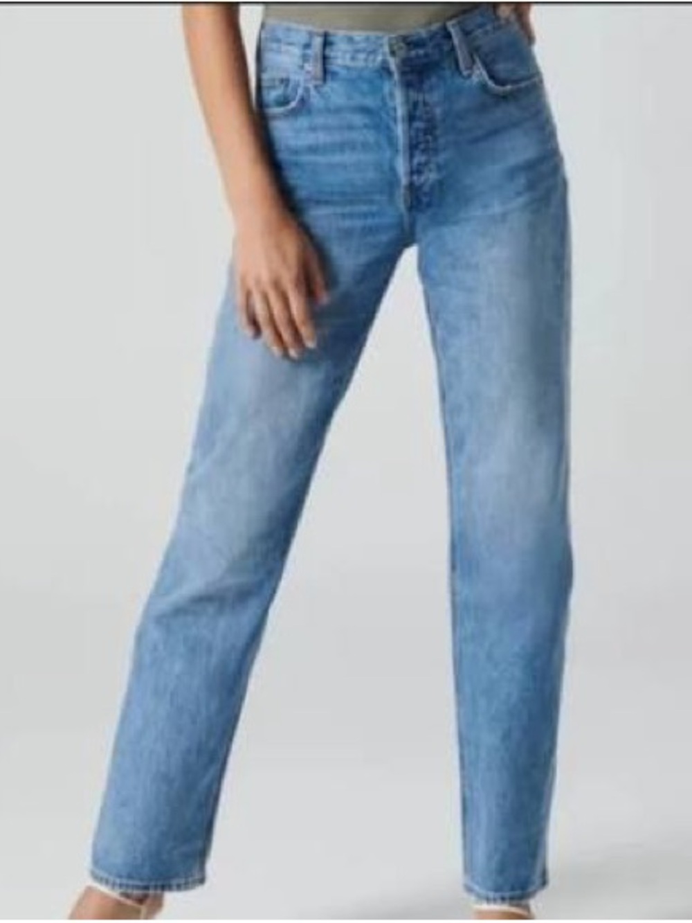 Denim Forum The Patti Mid Ride Straight Jean Medium/Light Wash Size 28 x 31L